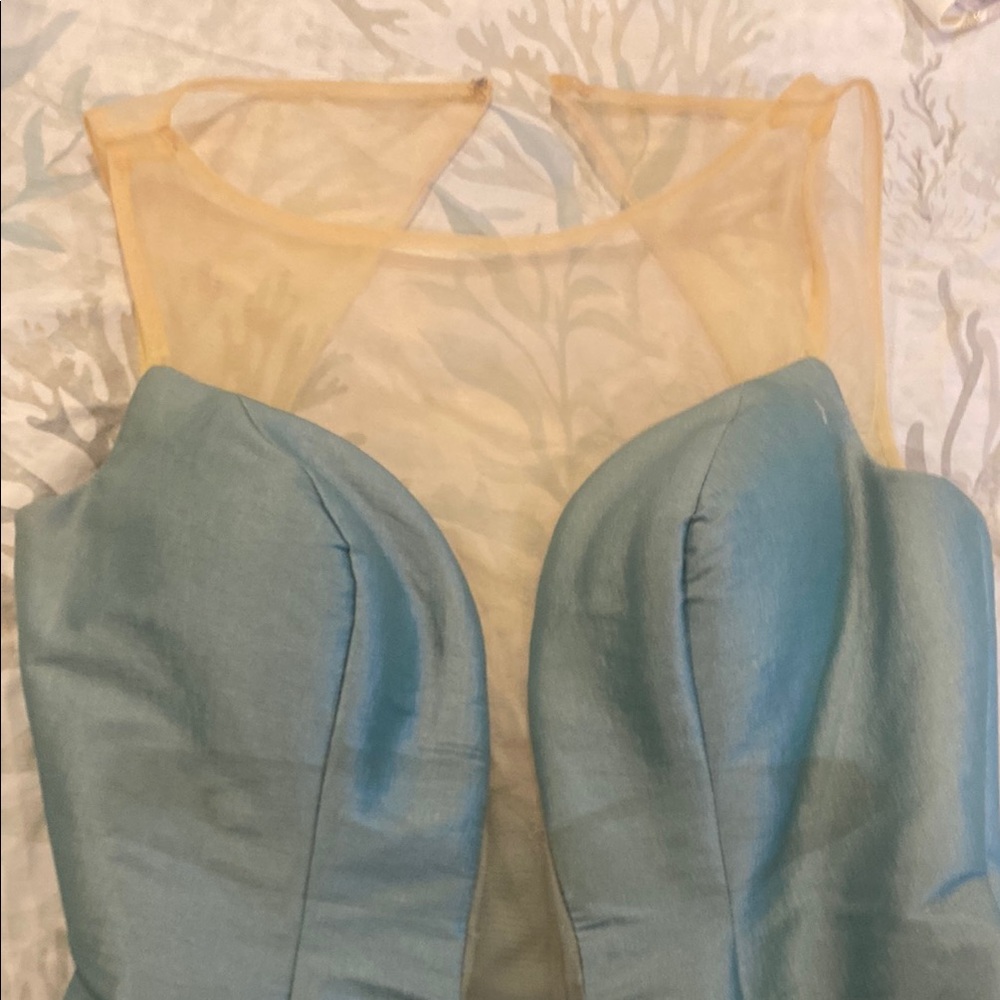 Elegant Blue Dress with Sheer Details